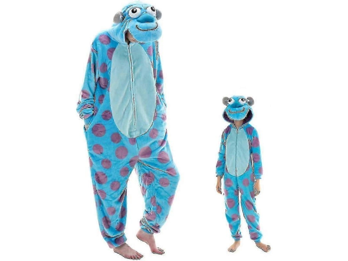 Pijama unissex adulto, tamanho ajustado, fantasia de animal de flanela para cosplay e Halloween, Sulley, 95 cm.