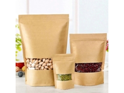 100 Saches Kraft com Janela e Fecho Reseável para Armazenamento de Alimentos Grandes Pouch Stand Up 16*26cm