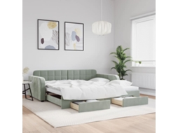 Vidaxl Sofá-cama C/ Gavetão E Gavetas 100x200 Cm Veludo Cinzento-claro