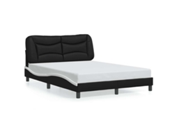 Estrutura de Cama Sem Colchão Hvar 140x200 Couro Artif Preto/branco MAISON EXCLUSIVE