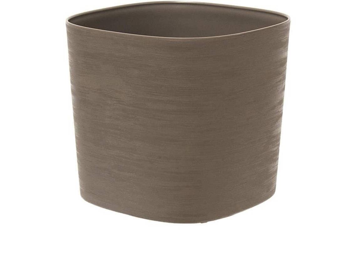 Pote com reserva de água - GARDEN ID Respect - Taupe 25 x 25 cm - 100 lixo doméstico - 100 reciclável - Superfície estruturada.