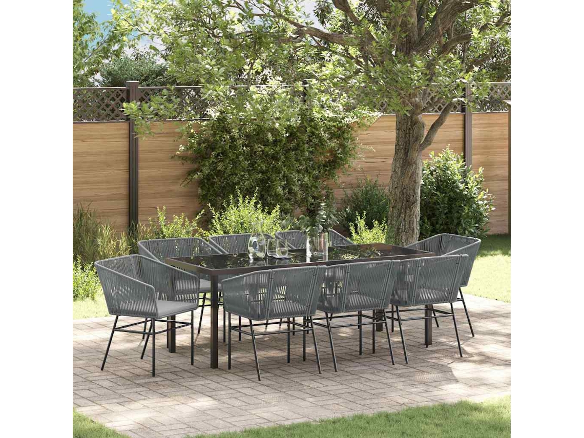 Vidaxl Conjunto de Jantar para Jardim 9 Pcs Cinzeto Aço Revestido a Pó