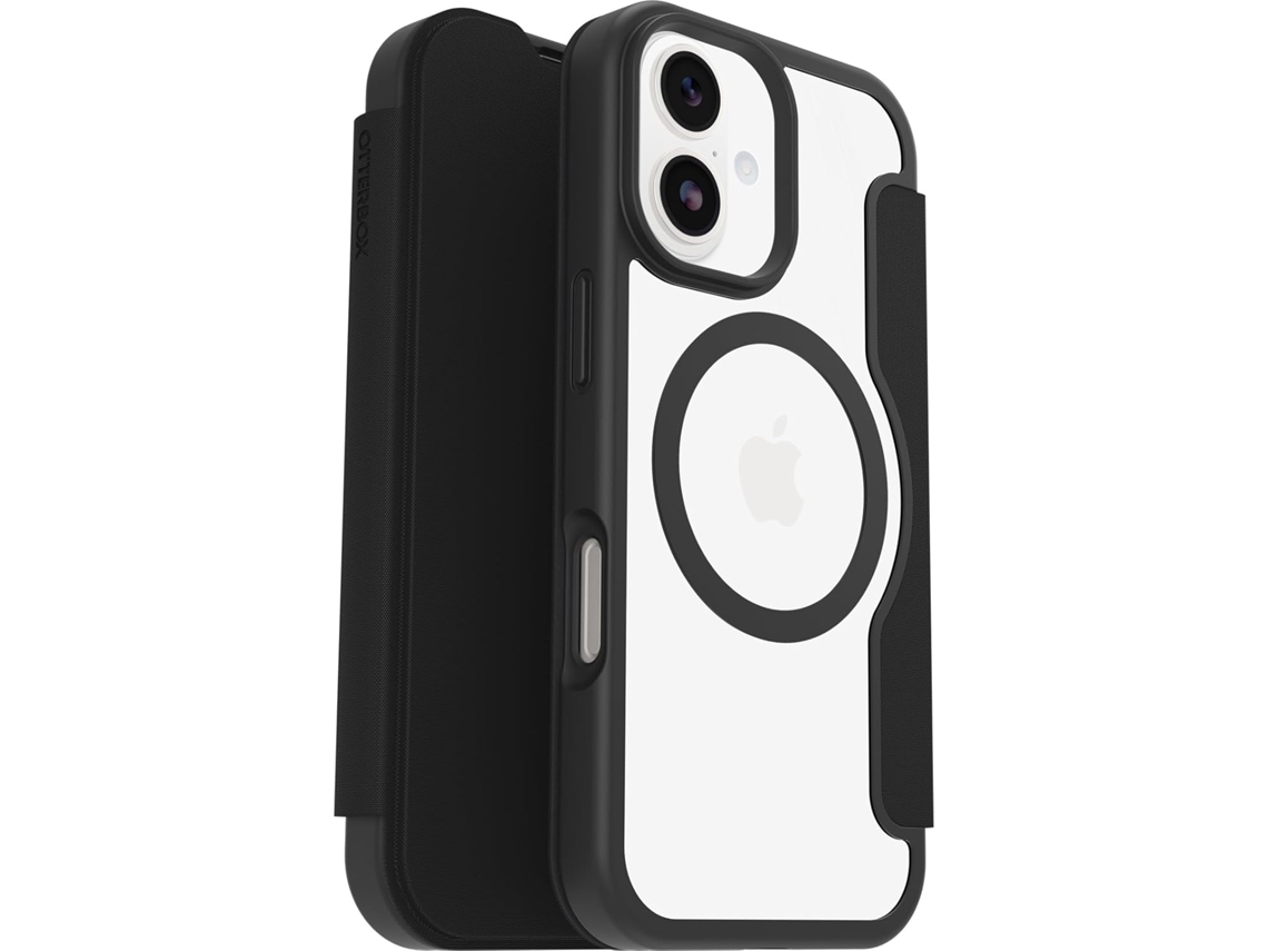 Capa Otterbox React Series Folio Magsafe Para Iphone 17, À Prova De Choque E Quedas, Com Compartimento Para Cartão, Padrão Militar, Transparente/preta