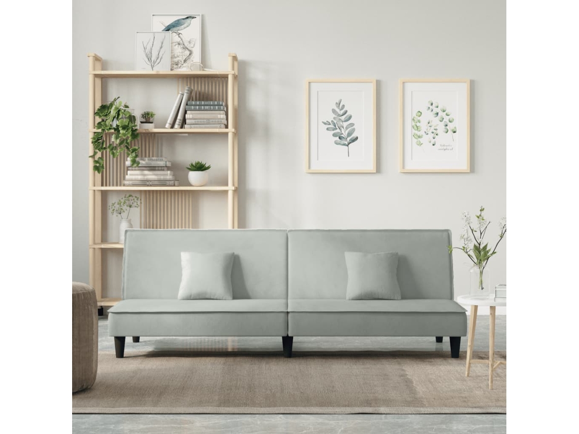 Vidaxl Sofá-cama Veludo Cinzento-claro