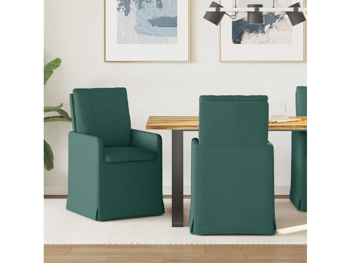 Vidaxl Cadeiras De Jantar 2 Unid. Tecido Verde-escuro 57 X 67 X 98 Cm