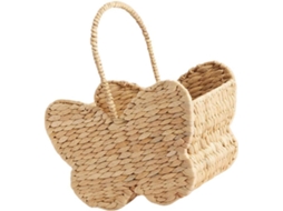 Cesto De Armazenamento Em Rattan Trançado À Mão Em Formato De Borboleta Natural, Ideal Para Quarto, Sala