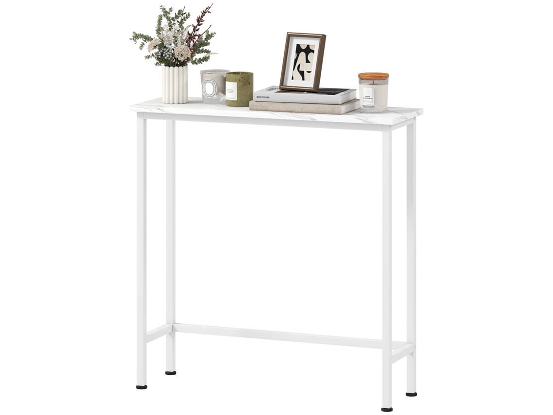 Mesa De Consola, Cor Branco, Com Pés, 75 X 24 X 76 Cm