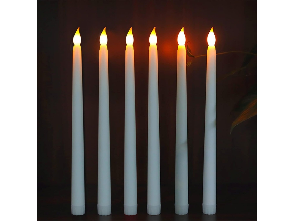 (6 Brancas) Velas De Led 6d Sem Chama, Incluindo Baterias, Velas Simuladas De Natal, Formato De Tira Longa.