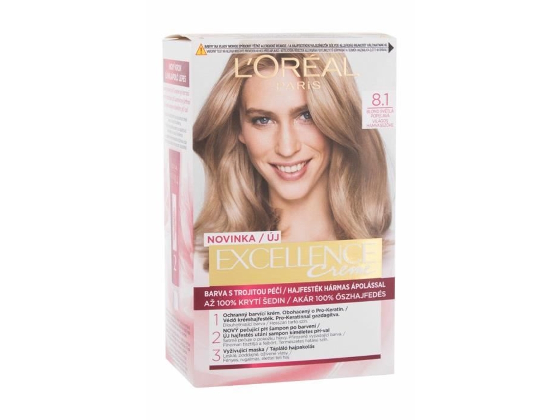 Loréal Paris Excellence Creme Tripla Proteção, 48 ml, Loiro Acinzentado Natural 8.1, Coloração Capilar