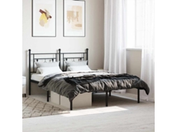Vidaxl Estrutura De Cama Com Cabeceira 140x200 Cm Metal Preto