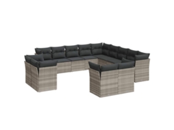 Conjunto de 13 Sofás Jardim com Almofadões Vime Pe Cinzento Claro MAISON EXCLUSIVE (90x200 cm)