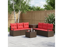 Vidaxl Conjunto De Sofás 8 Unid. Marrom E Vermelho