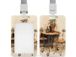 Porta Crachá, Design Simples Com Desenho À Mão Livre, Protetor De Crachá, Com Cordão, À Prova D Água, Plástico, Capa
