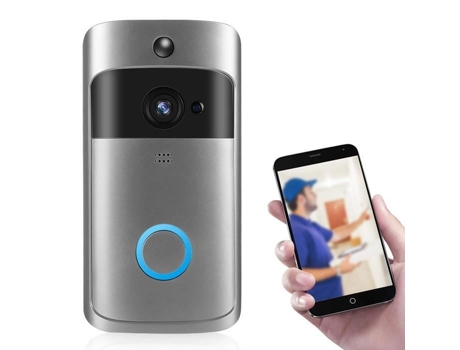 Campainha de vídeo Wi-Fi sem fio, câmera HD com comunicação bidirecional e detecção de movimento PIR, controle de telefone DMM