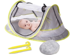 Tenda Portátil de Praia para Bebês Upf 50+ Protetor Solar Rede Mosquiteira Infantil e Guarda-Sol para Berço Cama de Viagem com 2 Pinos Leve 