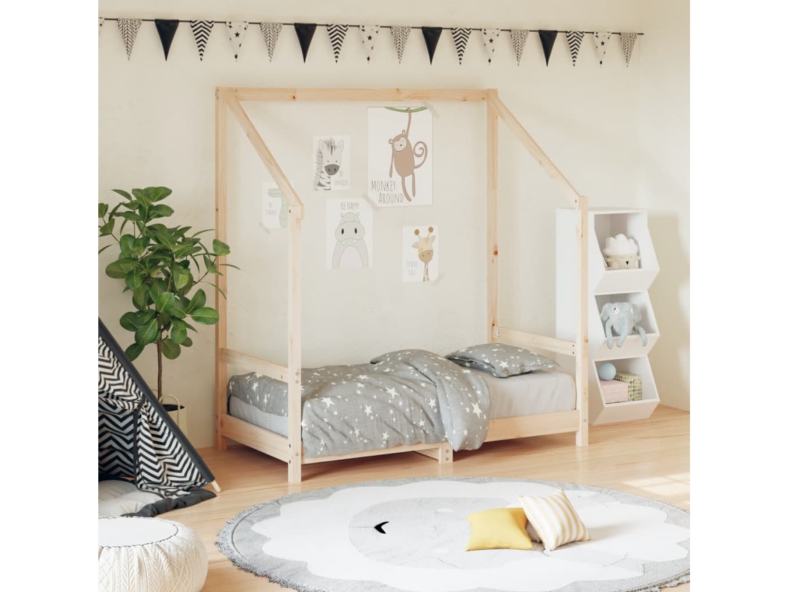 Vidaxl Estrutura De Cama Infantil 70x140 Cm Pinho Maciço