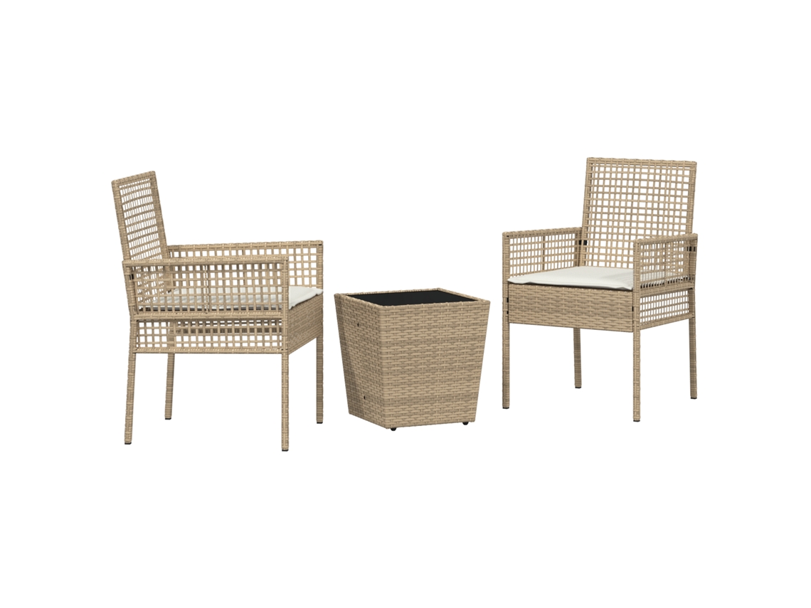 Conjunto 3 Conjunto De Jardim Vidaxl Bege Vime Pe (41,5 X 41,5 X 44 Cm)