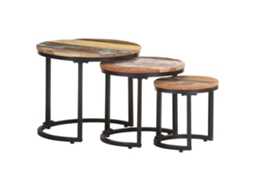 Vidaxl Mesas De Apoio 3 Pcs Madeira Recuperada Maciça