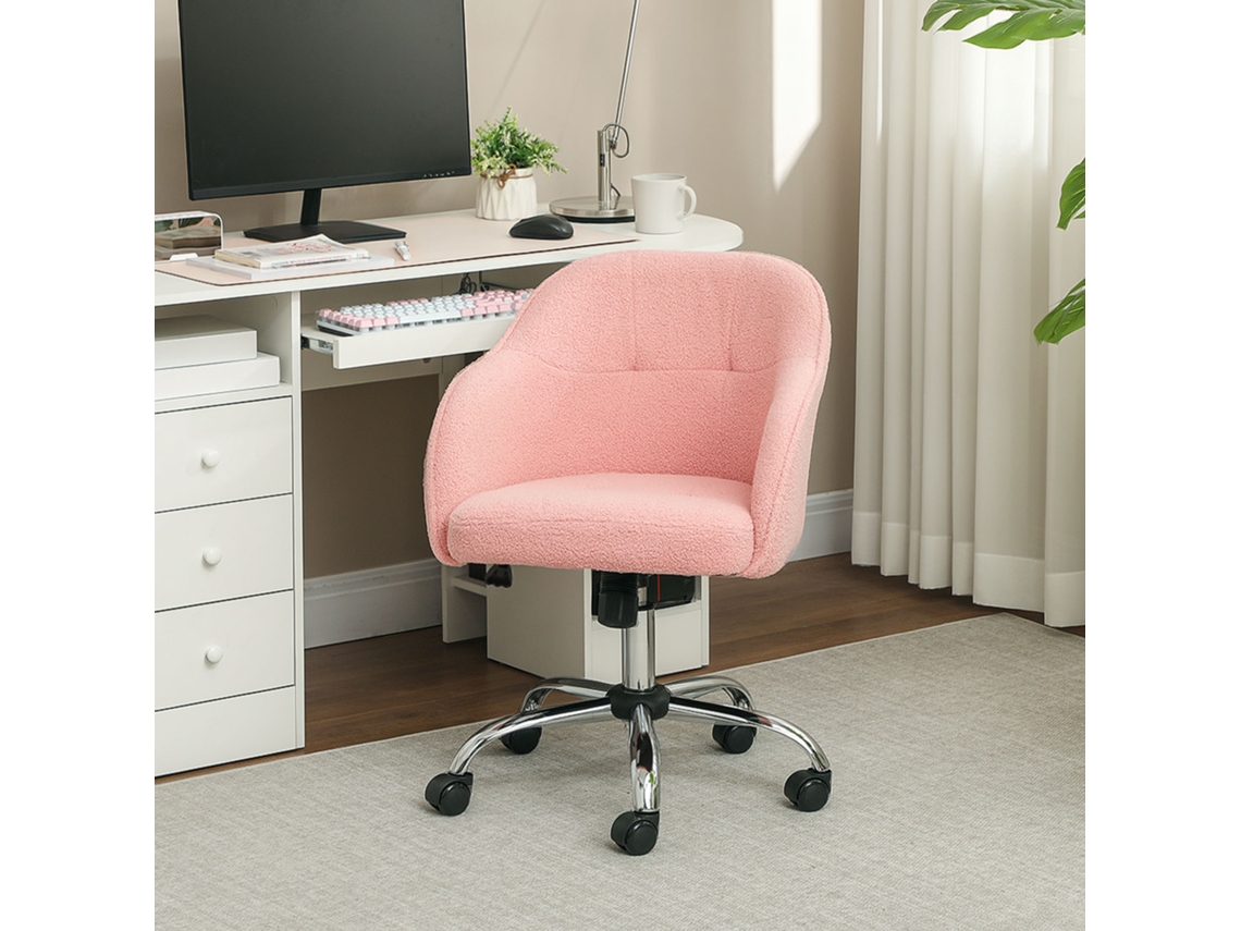 Cadeira Escritório Ergonômica Balanço Teddy Velvet 56x61x86 Cm Rosa