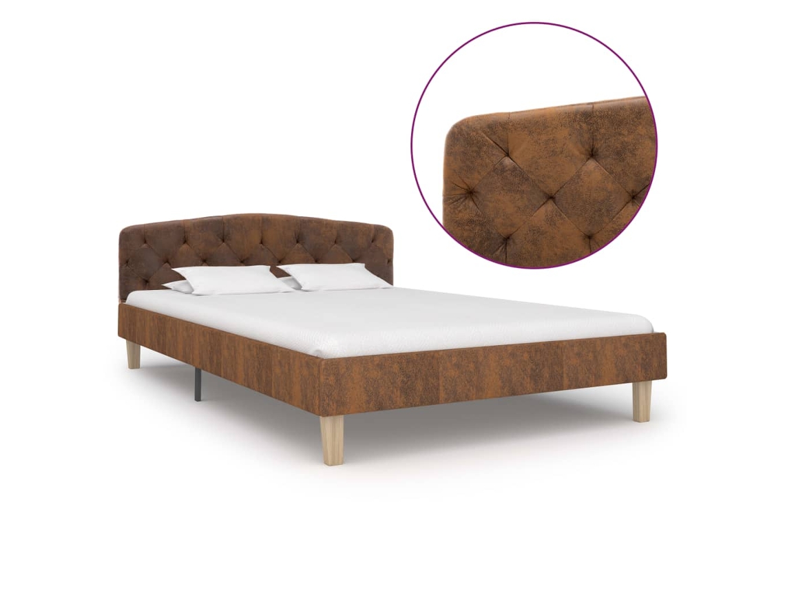 Vidaxl Estrutura De Cama 120x200 Cm Camurça Artificial Castanho