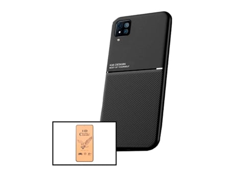 Kit Capa Traseira Magnética Anti Choque + Vidro Temperado Ceramica Full Cover Curved para Samsung Galaxy M22