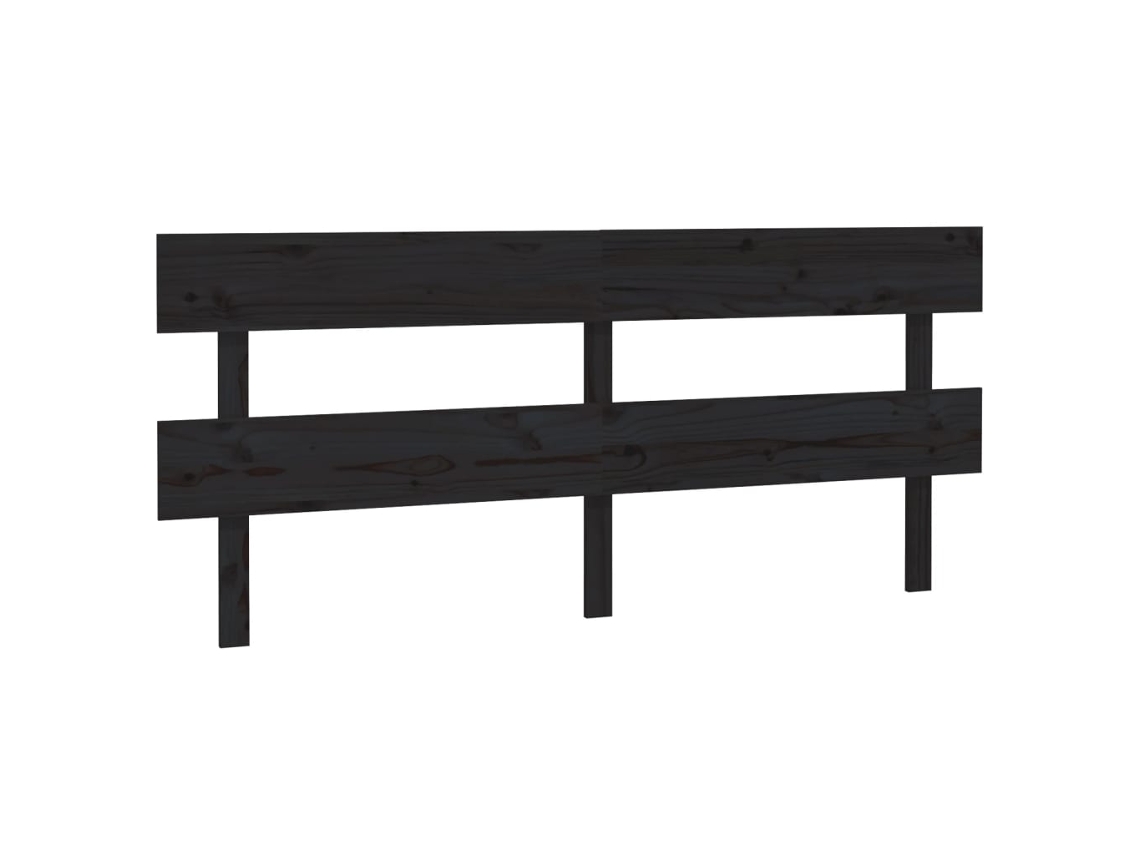 Cabeceira de Cama 204x3x81 Cm Pinho Maciço Preto MAISON EXCLUSIVE