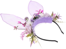 Faixa De Cabeça Com Orelhas De Coelho Para Adultos Em Tecido Roxo Macio E Confortável.