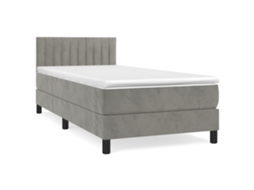 Cama com Molas/colchão 90x190 Cm Veludo Cinza claro MAISON EXCLUSIVE