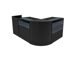 Conjunto De Balces Comerciais Gravity | Preto | Cm60 B900 C900 Tb60 | Mdf E Vidro Temperado | Prateleiras E Monstershop