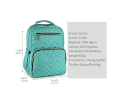 Mali mochila Mãe para Fraldas com Cinto de Carrinho Impermeável Grande Capacidade Cinza