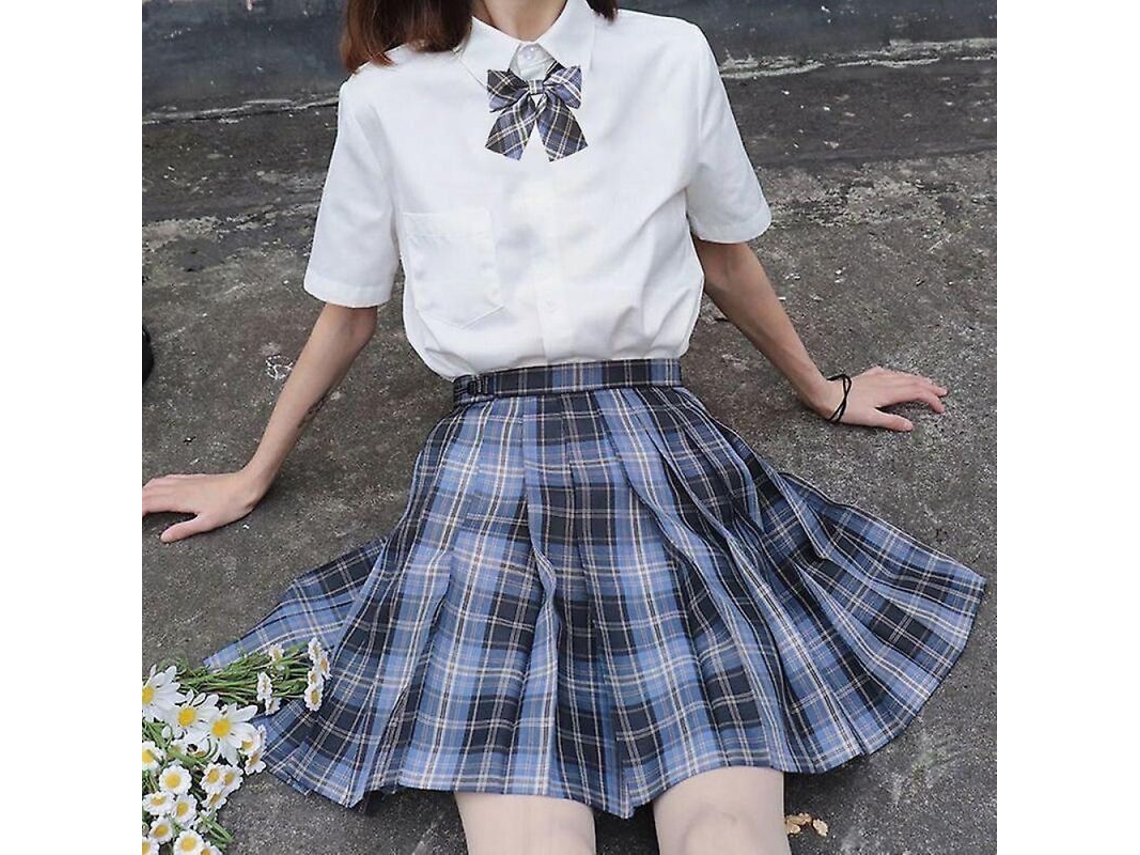 2026-falda Plisada De Uniforme Escolar Japonês High Waist A-line Para Mulher Tamanho Vrq S Isla Del Mar