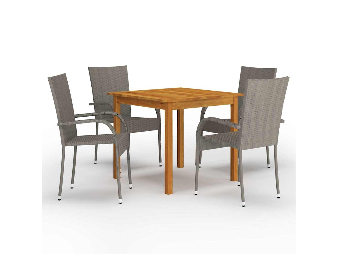Vidaxl 5 Pcs Conjunto De Jantar Para Jardim Cinzento
