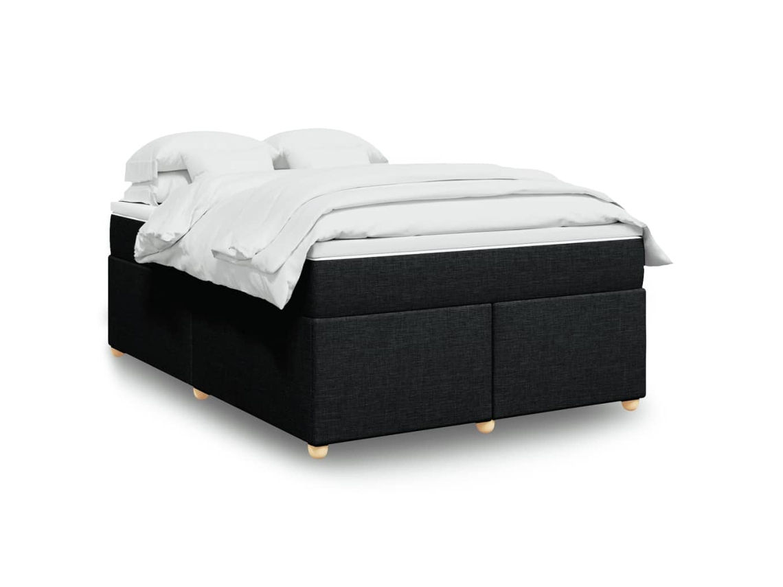 Vidaxl Cama Com Molas/colchão 160x200 Cm Tecido Preto
