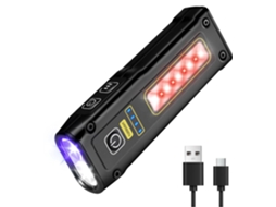 Lanterna Uv Recarregável Usb-c De 395 Nm Com Cob Magnético, Luz Branca E Vermelha (preta)