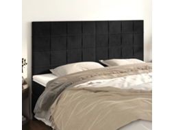 Vidaxl Cabeceira Preta 160x5x118/128 Cm Veludo