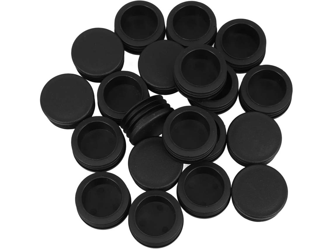 20-tampas Redondas Antiderrapantes Em Nylon Preto Para Tubos Metálicos, Pés De Móveis E Cadeiras Exterior