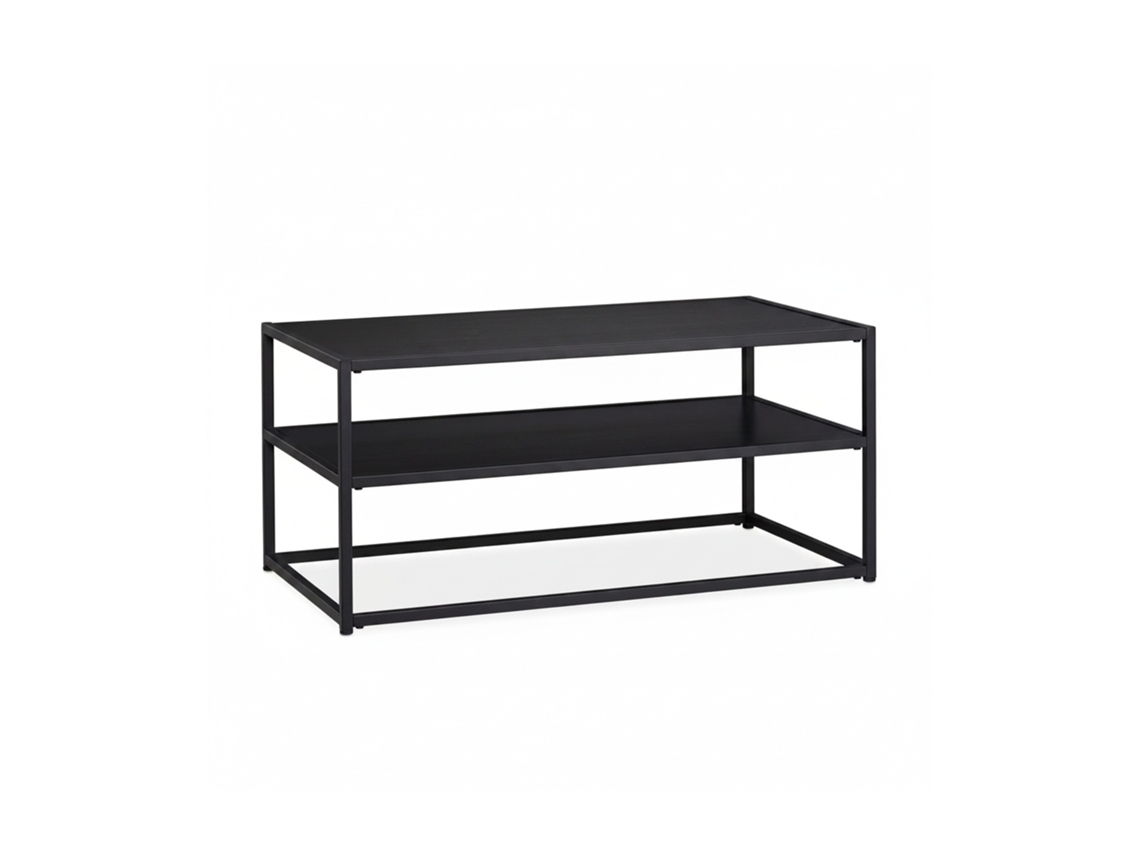 Relaxdays Mesa De Centro, Retangular E Baixa, Com Prateleira, Mdf E Metal, Mesa Moderna, Hbt 42 X 90 X 50 Cm, Preta