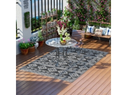 Tapete Moderno Externo Preto e Cinza em Pp,design Reversível e Dobrável,182x274 Cm BTFORUS