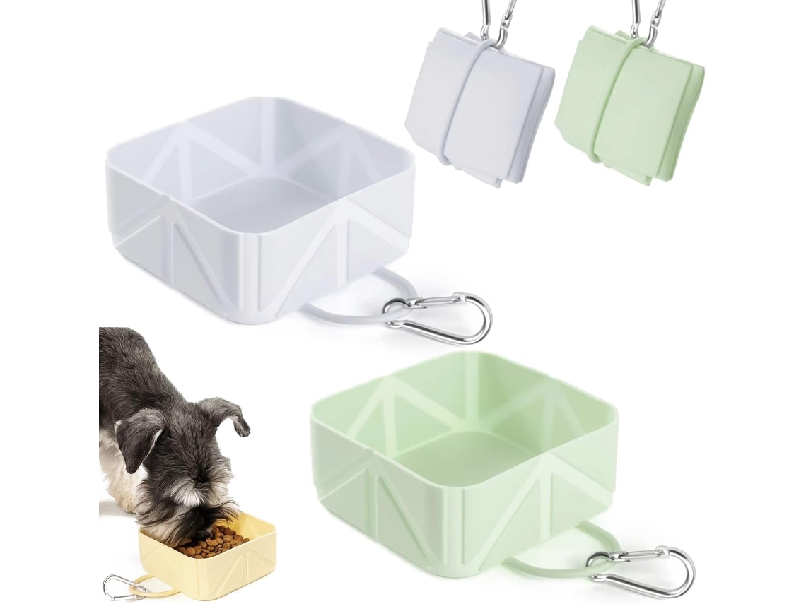 Conjunto de 2 Tigelas Dobráveis ​​de Silicone para Cães e Gatos, Portáteis, Dobráveis ​​e Expansíveis AQUAFORGE