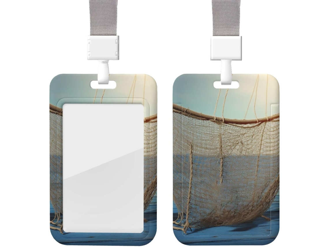 Redes De Pesca Com Impressão Identificação E Cordão, Porta Crachá, Capa Protetora Vertical Cartão, Capa Plástica