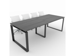 Mesa de Reunião de Casa e de Escritório. Estrutura Fechada Cor Preto Tampo de Mesa em Melamina Carvalho Ébano 240X100. Fabricada em Espanha. OFICIT