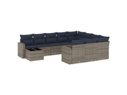 Conjunto de Sofá de Jardim, 11 Peças, Almofadas, Rattan Cinza MAISON EXCLUSIVE