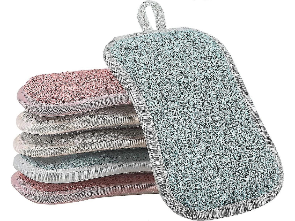 6 Panos Esfregões Cozinha Reutilizáveis Microfibra Resistente Anti-risco Multiuso