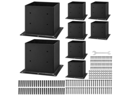 Base De Aço Carbono Para Postes De Madeira Succebuy 96 X 96 Mm 8 Peças, Preto