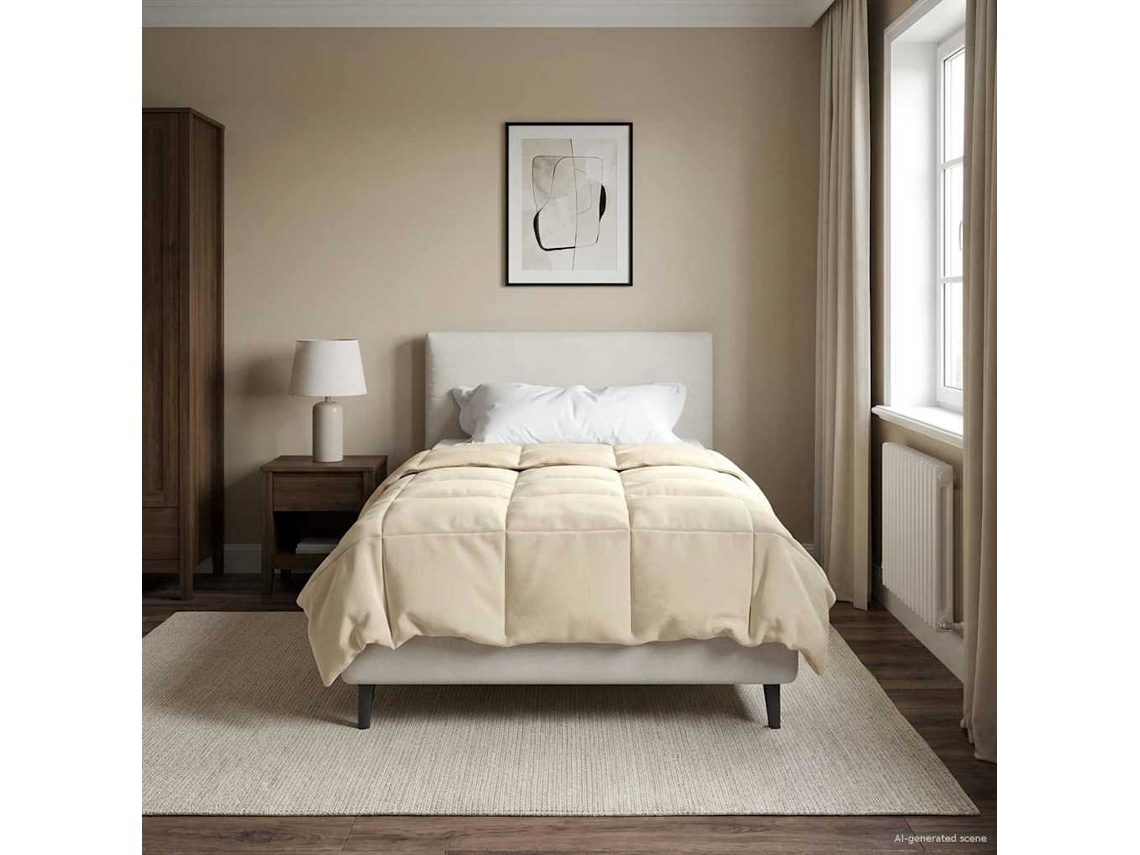 Vidaxl Duvet De Ano Inteiro 140 X 220 Cm 4 Estações Creme Respirável