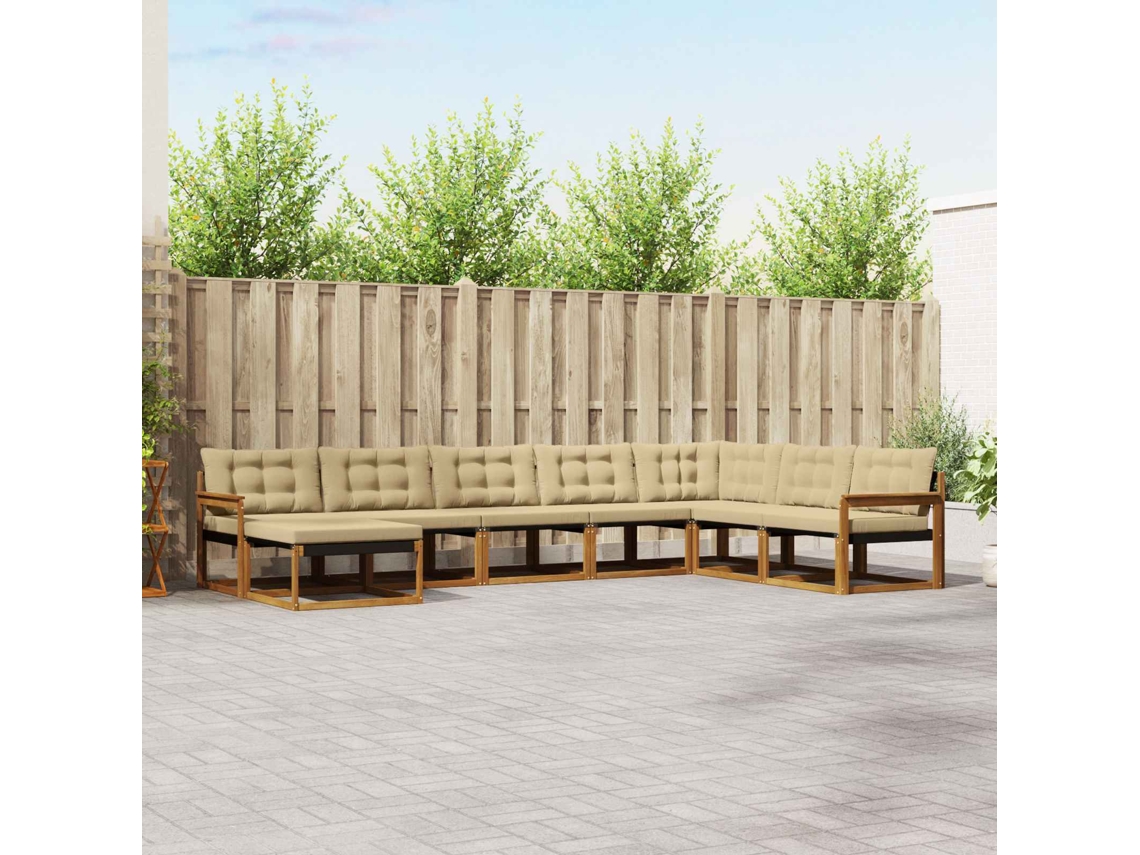 Vidaxl Conjunto De Sofás Para Exterior 8 Unid. Natural E Bege