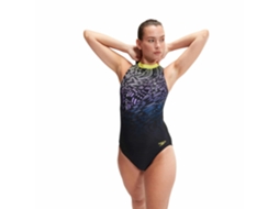 Womens Printed Hydrasuit Black / Lemon Drizzle Speedo