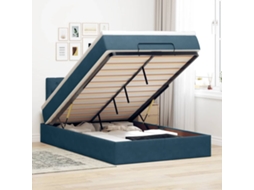 Vidaxl Estrutura Cama Otomana Colchão 120x200cm Veludo Azul Escuro