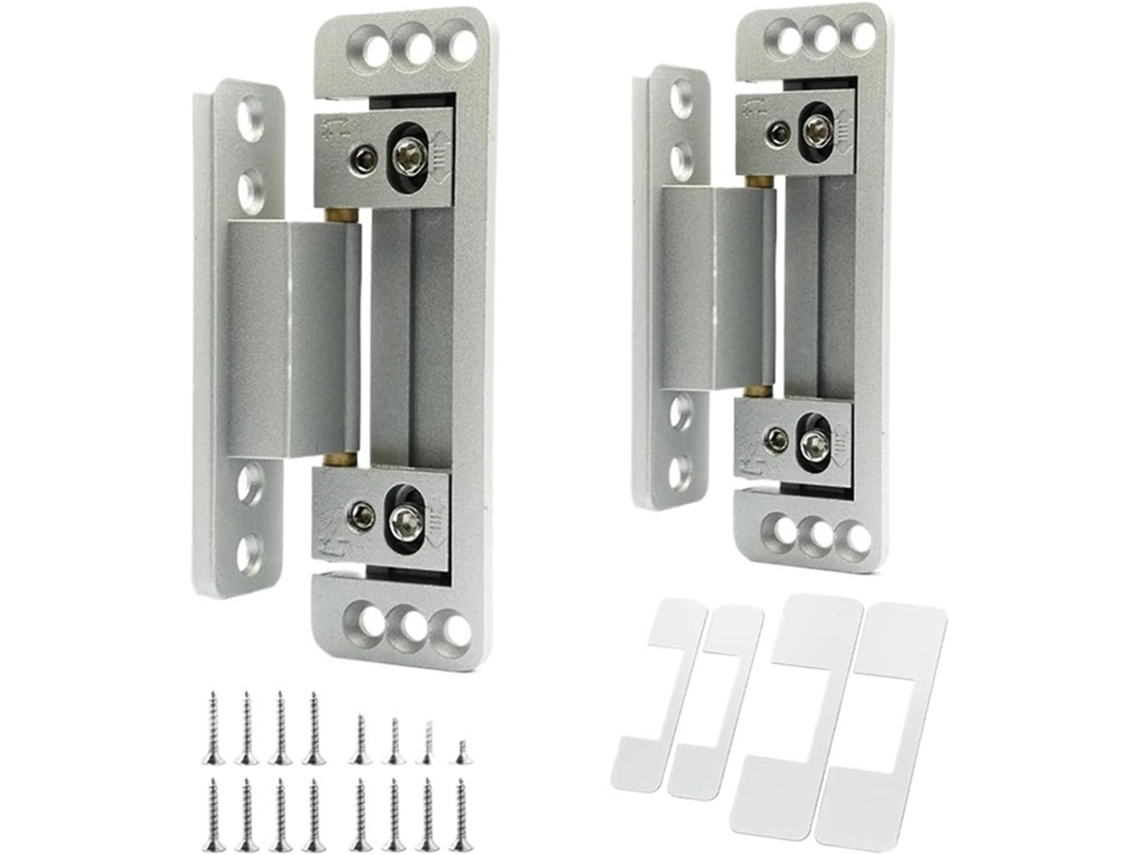 Dobradiça Oculta Para Porta De Armário, 2 Peças, Ajustável, Com Suporte Reforçado