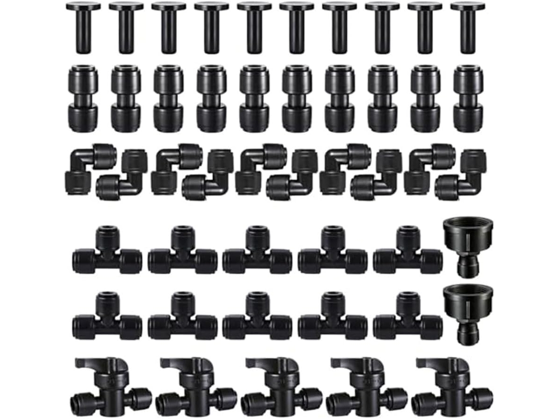 Kit De Acessórios Para Irrigação Por Gotejamento 1/4" Com 47 Peças -